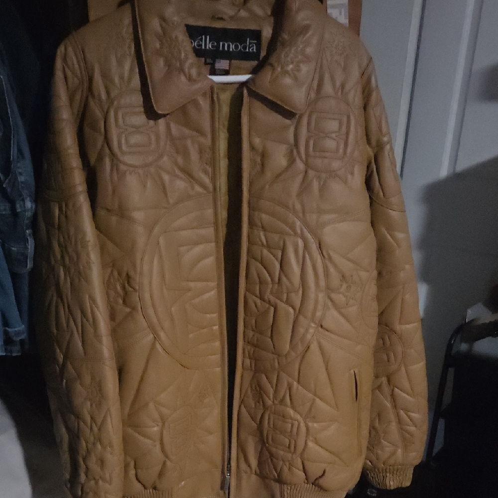 Pelle Moda Tan Bomber Jacket - Picture 3 of 5